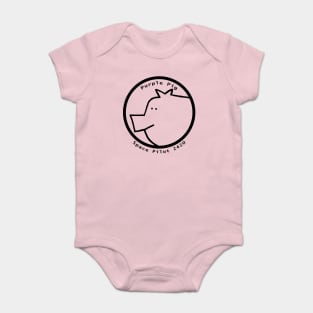 Portrait of Space Pilot Purple Pig Outline Baby Bodysuit